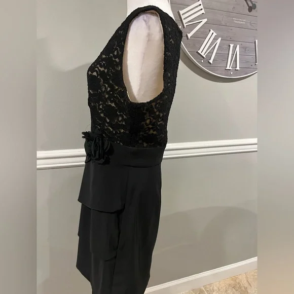 Women's Black Lace over nude color dress Macy's Brand Connected…NWOT - Picture 4 of 12